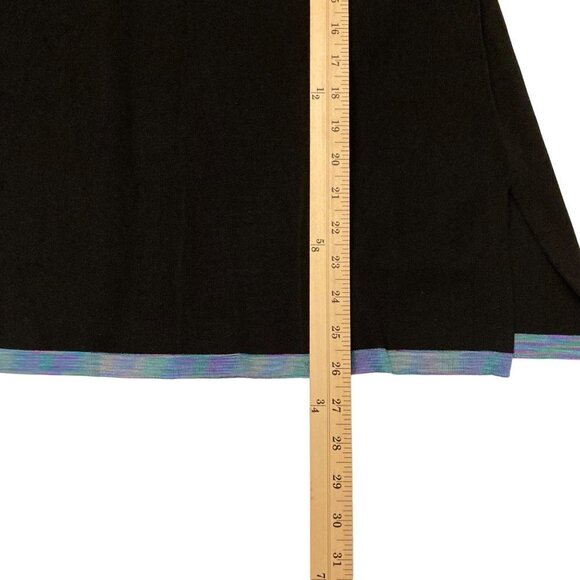 Exclusively Misook Black Open Cardigan Sweater Blue Purple Trim Pockets Sz XS - Picture 8 of 8